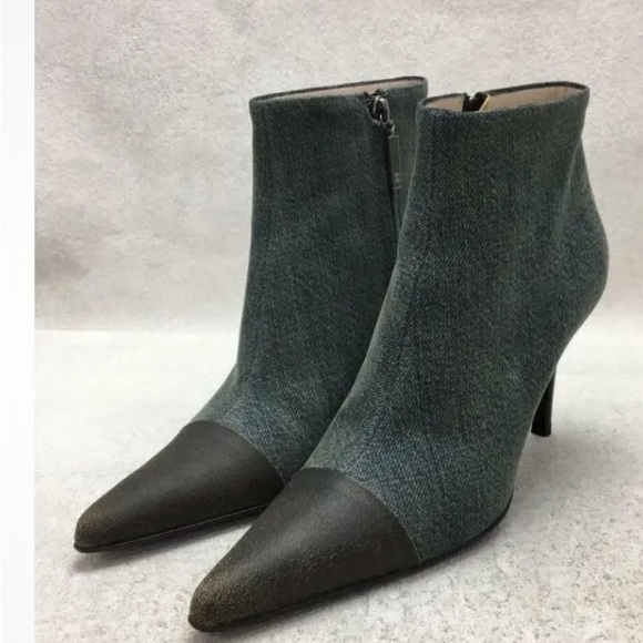 CHANEL Vintage Wash denim & leather heel high cut short boots EU 9 38 US - Picture 9 of 14